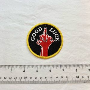 Good Luck Middle Finger Devil Sew On Patch